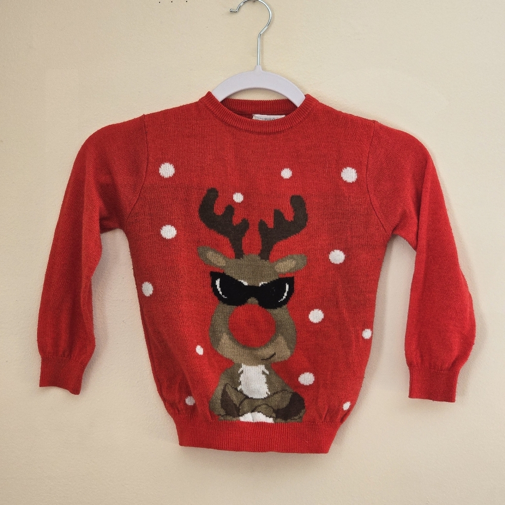 Primark Cares Kids Size 4-5 Years Red Reindeer Christmas Sweater